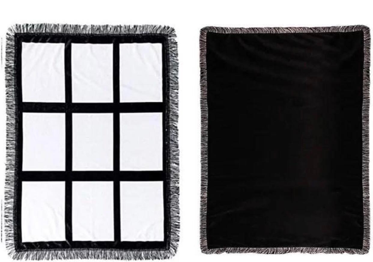 9-Panel Blank Sublimation Blanket - Black and White Tassels With White –  AllieSignature
