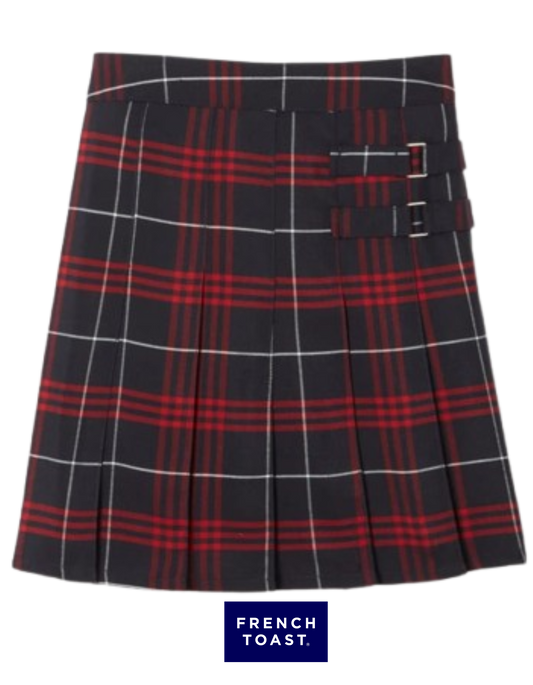 Plaid Pleated Two-Tab Skort