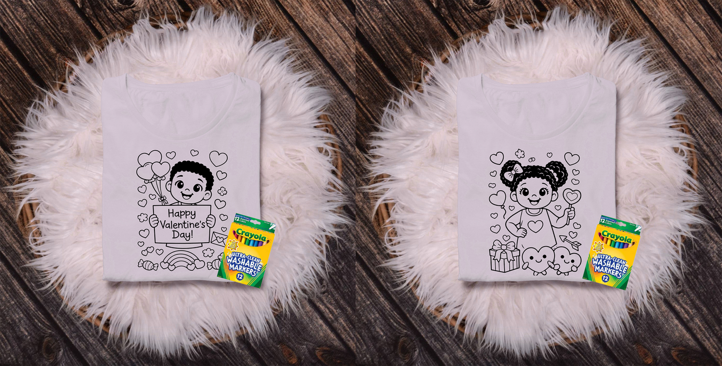 Valentine’s Day Kids Coloring Pages – Printable (2 Designs)